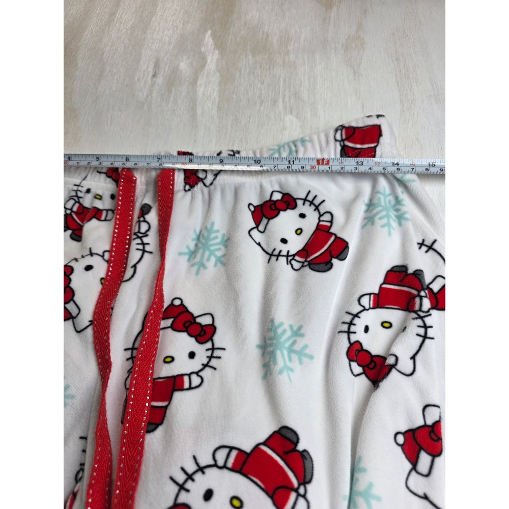 Hello Kitty Sanrio Christmas Pajama Pants Fleece Joggers White Small Y2K Holiday - Picture 3 of 5